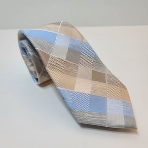 Stafford Checkered Blue/ Tan Neck Tie. New Without Tags.